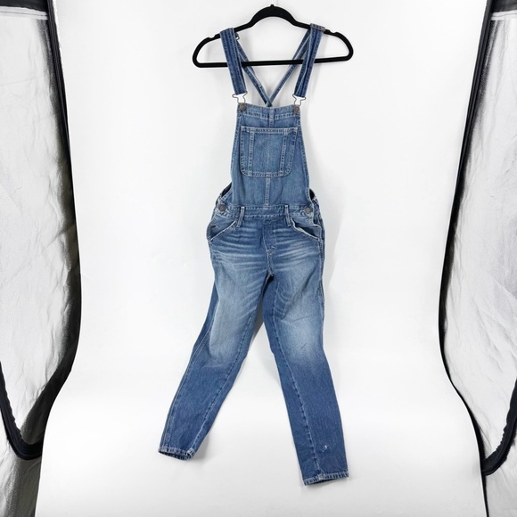 ✅ Abercrombie Fitch Crisscross Open Back Jean Overalls Size X-Small Pockets - Picture 1 of 12
